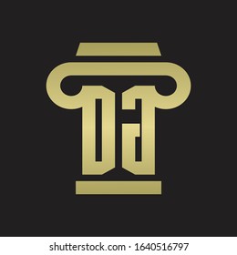DG Logo monogram with pillar style design template with gold colors