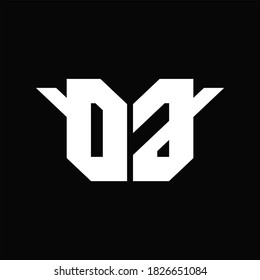DG Logo monogram with single wings design template on black background