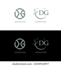 Diseño de conjunto de logotipos minimalistas y clásicos de DG. DG monograma Vector de forma circular. DG diseño único.
