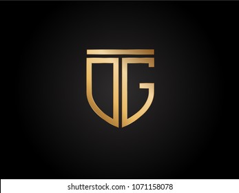 DG shield shape Letter Design in gold color