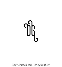 DG simple curved concept initial logo design black and white background
