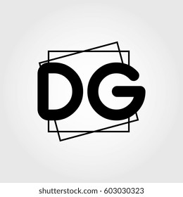 dg uppercase initials square frame business logo