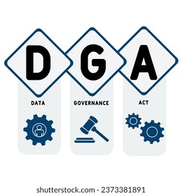 DGA - Data Governance Act acronym. business concept background.  vector illustration concept with keywords and icons. lettering illustration with icons for web banner, flyer, landing