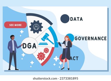 DGA - Data Governance Act acronym. business concept background.  vector illustration concept with keywords and icons. lettering illustration with icons for web banner, flyer, landing