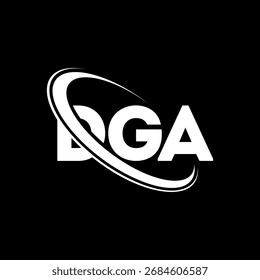 Logotipo de DGA. Carta DGA. Diseño de logo de carta DGA. Logotipo de DGA inicial enlazado con el círculo y el logotipo del monograma en mayúsculas. Tipografía DGA para tecnología, negocio y marca inmobiliaria.