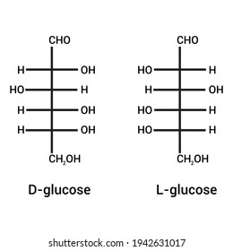 d-galactose and l-galactose vector illustration