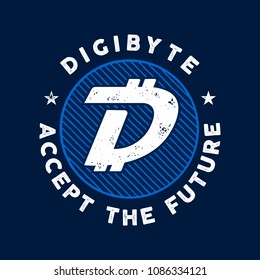 DGB Cryptocurrency Coin Sign. Digibyte accept the future emblem or badge. Crypto logo for any identity. Stock vector illustration. svg