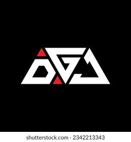 Diseño del logotipo de la letra triangular de DGJ con forma triangular. Monograma de diseño del logotipo del triángulo de DGJ. Plantilla de logotipo vectorial triangular de DGJ con color rojo. Logo triangular del DGJ Diseño sencillo, elegante y lujoso.