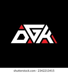 Diseño del logotipo de la letra triangular DGK con forma triangular. Monograma de diseño del logotipo del triángulo DGK. Plantilla de logotipo vectorial de triángulo DGK con color rojo. Logo triangular de DGK Diseño sencillo, elegante y lujoso.