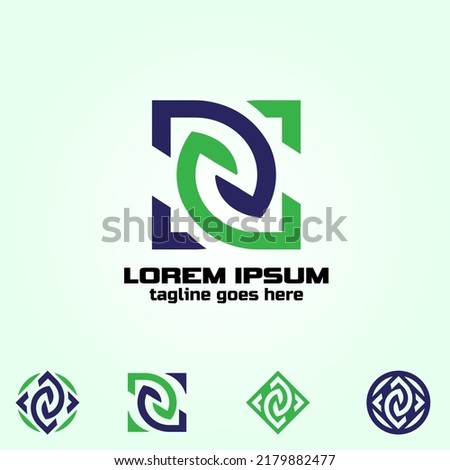 DGN letter based monogram symbol in abstract. all of the 3 letters are united to perform collaboration and teamwork as one identity. Foto stock © 