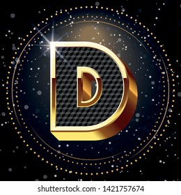 D-Gold Alphabet and Lighting Background.