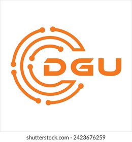 Diseño de letras DGU. Diseño del logotipo de tecnología de letras DGU sobre fondo blanco. Diseño del logotipo de Monograma DGU para emprendedores y empresas