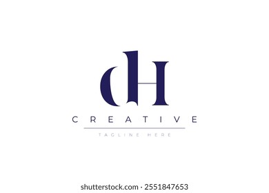 DH letras abstratas minimalistas Monograma de logotipo. Trata-se de um logótipo minimalista, constituído pela combinação de duas letras