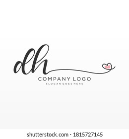 DH Beauty vector initial logo, handwriting logo of initial signature, wedding, fashion, jewelry, boutique, floral and botanical with creative template for any company or business.