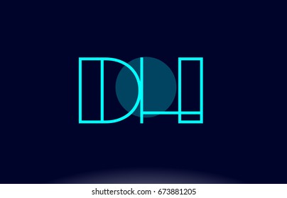 dh d h blue line circle letter logo alphabet creative company vector icon design template