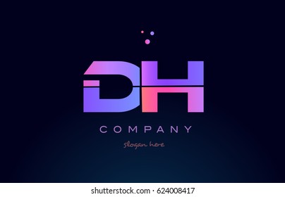 dh d h creative color blue background pink purple blue magenta alphabet letter company logo vector icon design