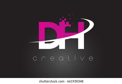 DH D H Creative Letters Design. White Pink Letter Vector Illustration.