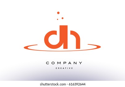 DH D H creative orange swoosh dots alphabet company letter logo design vector icon template