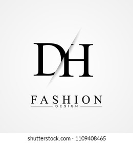 DH D H cutting and linked letter logo icon with paper cut in the middle. Creative monogram logo design. Fashion icon design template.