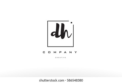 dh d h hand writing written black white alphabet company letter logo square background small lowercase design creative vector icon template 