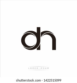 dh d h Initial Letter Split Lowercase Modern Monogram linked outline rounded logo
