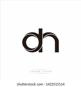 dh d h Initial Letter Split Lowercase Modern Monogram linked outline rounded logo