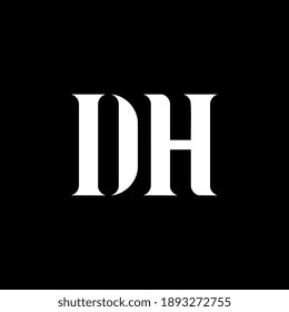DH D H letter logo design. Initial letter DH uppercase monogram logo white color. DH logo, D H design. DH, D H
