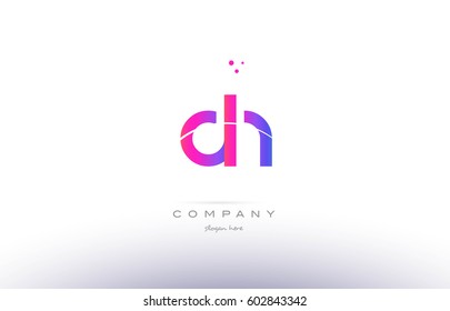 dh d h  pink purple modern creative gradient alphabet company logo design vector icon template