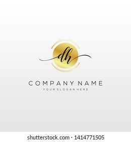DH handwriting initial logo template vector.
