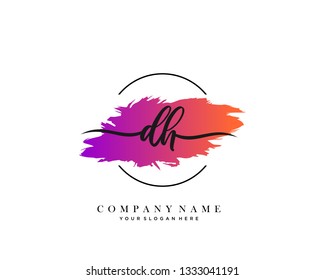 DH handwriting initial  logo vector