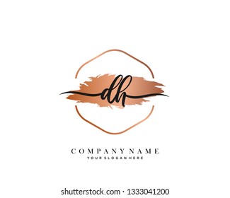 DH handwriting initial  logo vector