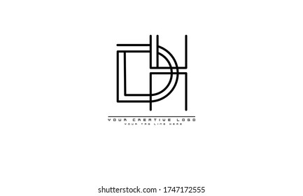 Plantilla de monograma del logotipo del vector abstracto HD DH