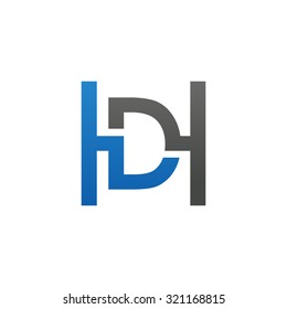 DH HD initial company H square shape logo blue