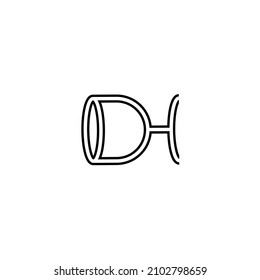 Dh hd initial letter logo.Wineglass Goblet Wine Drink line logo design.dh letter logo