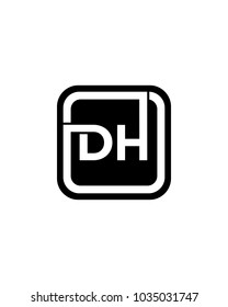 DH initial box letter logo template vector