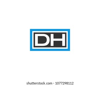 DH initial box letter logo template vector