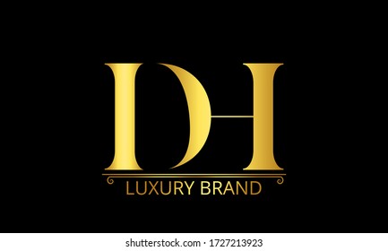 DH initial box letter logo template vector
