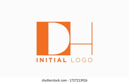 DH initial box letter logo template vector
