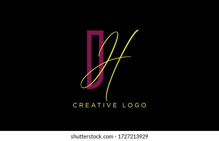 Plantilla de logotipo de la letra del cuadro inicial DH vectorial
