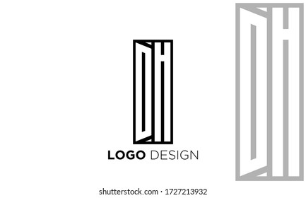 Plantilla de logotipo de la letra del cuadro inicial DH vectorial
