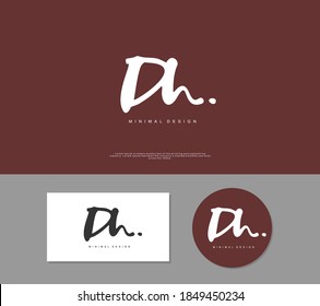 DH Erstmalige Handschrift oder handgeschriebenes Logo für Identität. Logo mit Unterschrift und handgezeichnet.