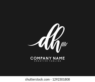 DH Initial Handwriting Logo Template Vector