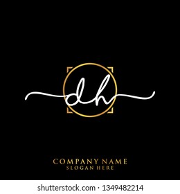DH Initial handwriting logo template