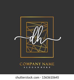 DH Initial Handwriting logo template vector