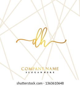 DH Initial Handwriting logo template vector