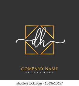 DH Initial Handwriting logo template vector
