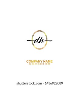 DH Initial handwriting logo template vector
