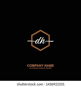 DH Initial handwriting logo template vector