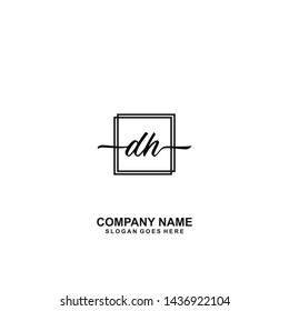 DH Initial handwriting logo template vector