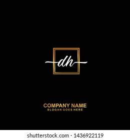 DH Initial handwriting logo template vector